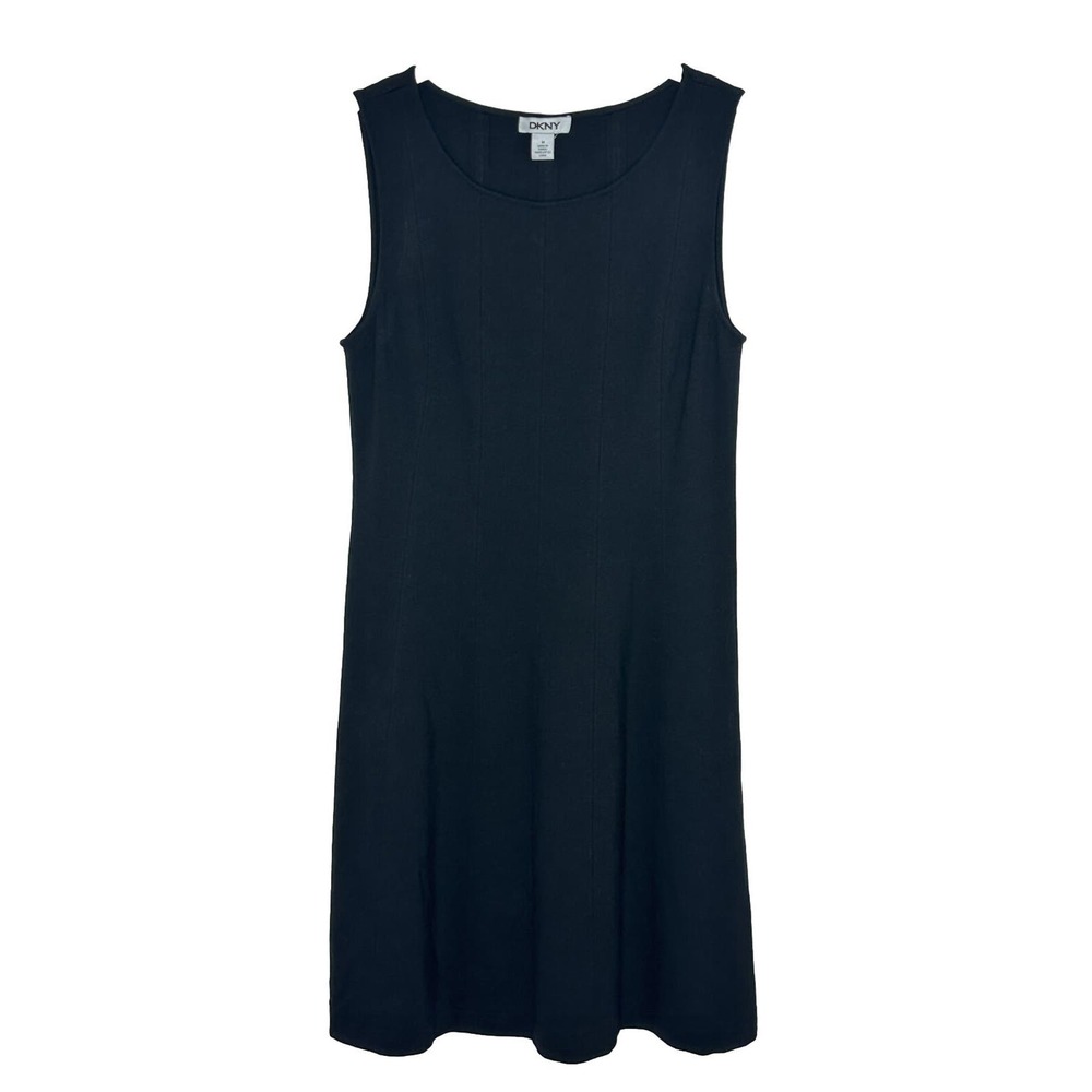 DKNY Womens Scoop Neck Sleeveless Paneled Flare Dress Black Size Medium